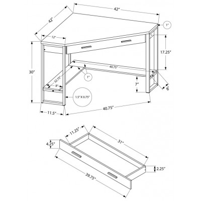Bureau de travail en coin I7507