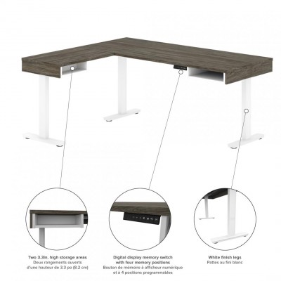 Bureau assis-debout en L Pro-Vega