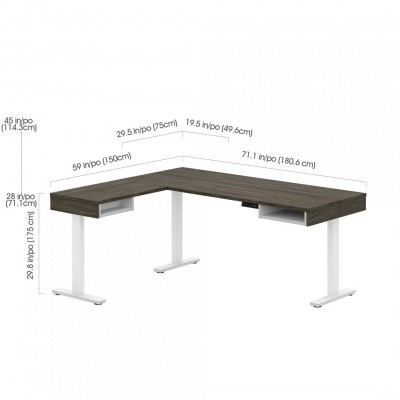 Bureau assis-debout en L Pro-Vega