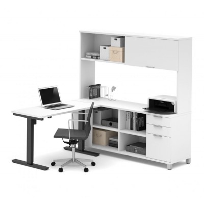 Ensemble de 2 articles incluant un bureau assis-debout et une crédence avec huche Pro-Linea