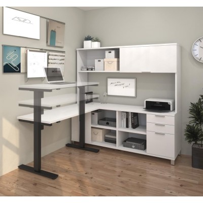 Ensemble de 2 articles incluant un bureau assis-debout et une crédence avec huche Pro-Linea