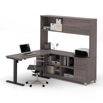 Ensemble de 2 articles incluant un bureau assis-debout et une crédence avec huche Pro-Linea