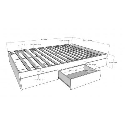 Lit double 3 tiroirs 375403 (Blanc)