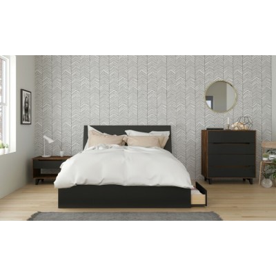 Lit queen 3 tiroirs 376006 (Noir)