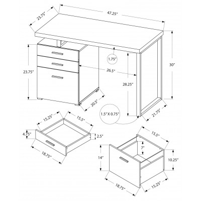 Bureau de travail 48"L (droit ou gauche) I7645