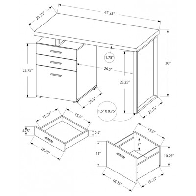 Bureau de travail 48"L (droit ou gauche) I7648