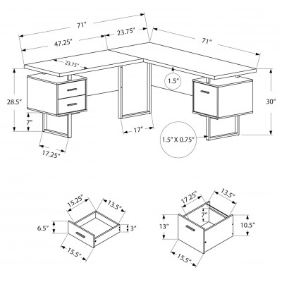 Bureau de travail en coin (droit ou gauche) I7612