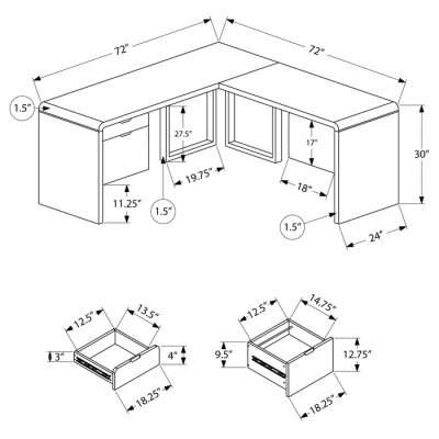 Bureau de travail en coin (droit ou gauche) I7582