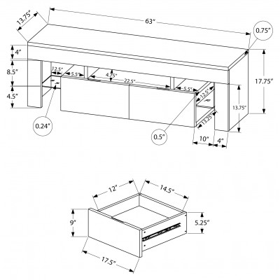 Meuble audio-video 63"L I3548