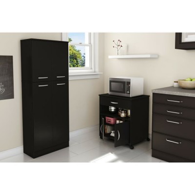 Rangement à micro-ondes sur roulettes Axess 10013 (Noir)