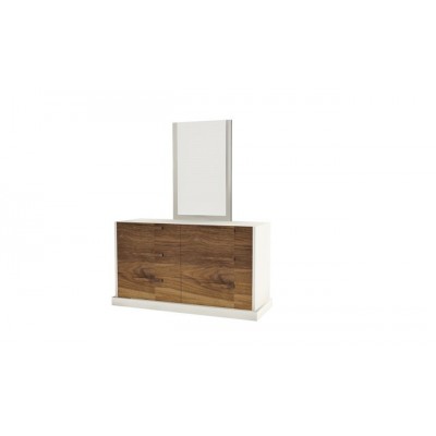 Bureau double avec miroir 4894 (Blanc/Noyer)