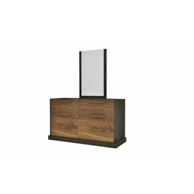 Bureau double avec miroir 4864 (Fusain/Noyer)
