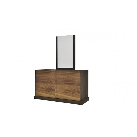 Bureau double avec miroir 4864 (Fusain/Noyer)