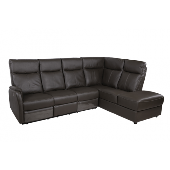 Modulaire inclinable électrique 6377 avec chaise longue a droite (Cuir gris)