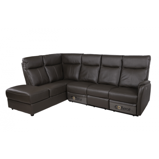 Modulaire inclinable électrique 6377 avec chaise longue a gauche (Cuir gris)