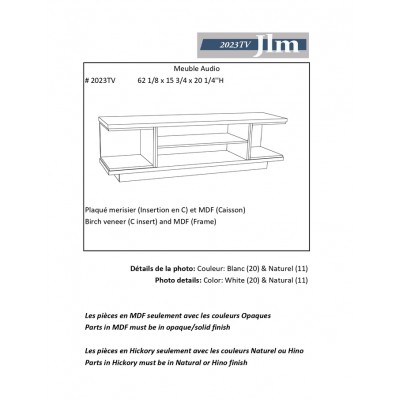 Meuble audio-video 62"L 2023TV