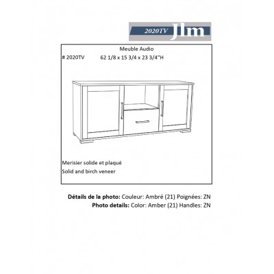 Meuble audio-video 62"L 2020TV