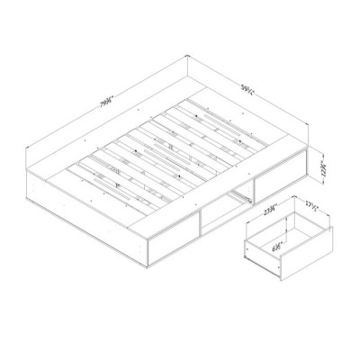 Lit plateforme queen 6 tiroirs Fusion 13251