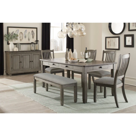 Ensemble table, banc et quatre chaises Granby 5627GY