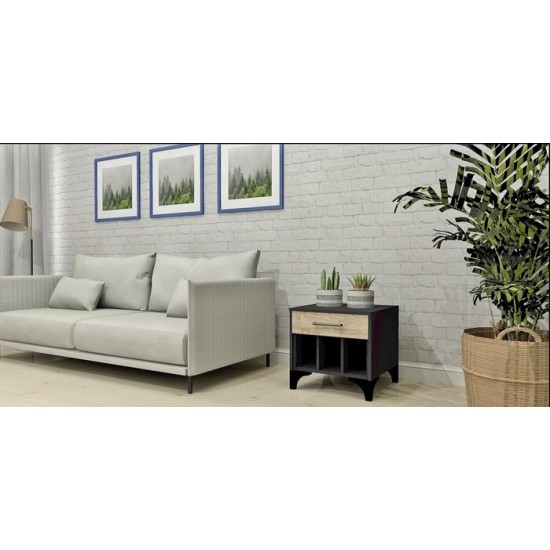 Table de bout 6546 (Noir/Chene Vintage)