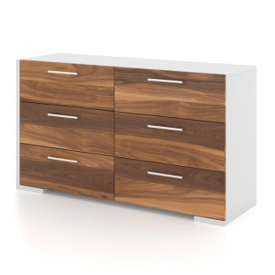 Bureau double 6494 (Blanc/Noyer)