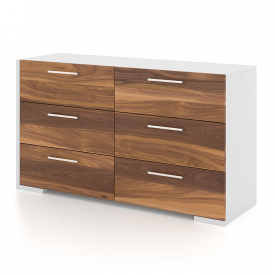 Bureau double 6494 (Blanc/Noyer)