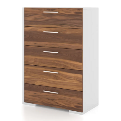 Commode 5 tiroirs 6494 (Blanc/Noyer)