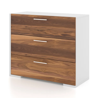 Commode 3 tiroirs 6494 (Blanc/Noyer)