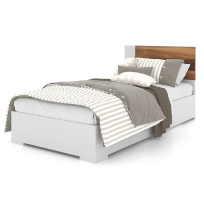 Lit simple 6494 (Blanc/Noyer)