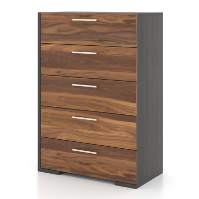 Commode 5 tiroirs 6484 (Ardoise/Noyer)