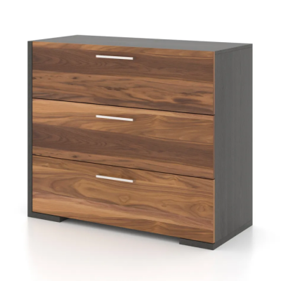 Commode 3 tiroirs 6484 (Ardoise/Noyer)