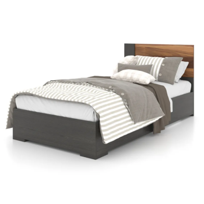 Lit simple 6484 (Ardoise/Noyer)