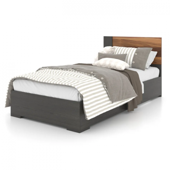 Lit simple 6484 (Ardoise/Noyer)
