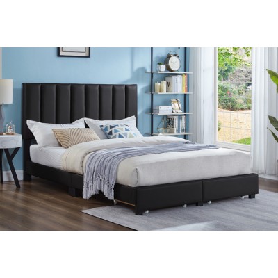 Lit Queen avec rangement T2120 (Noir)