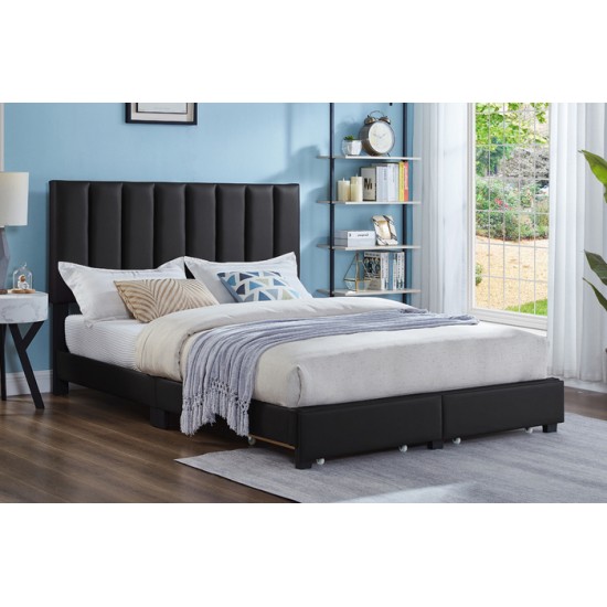 Lit Queen avec rangement T2120 (Noir)