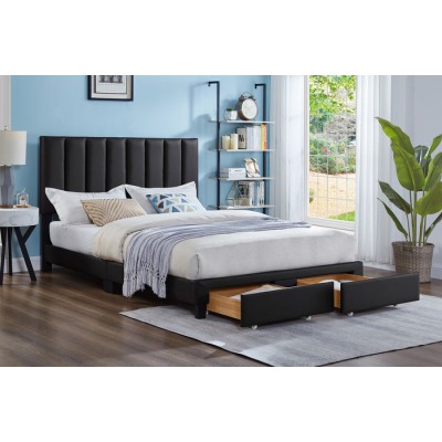 Lit Queen avec rangement T2120 (Noir)