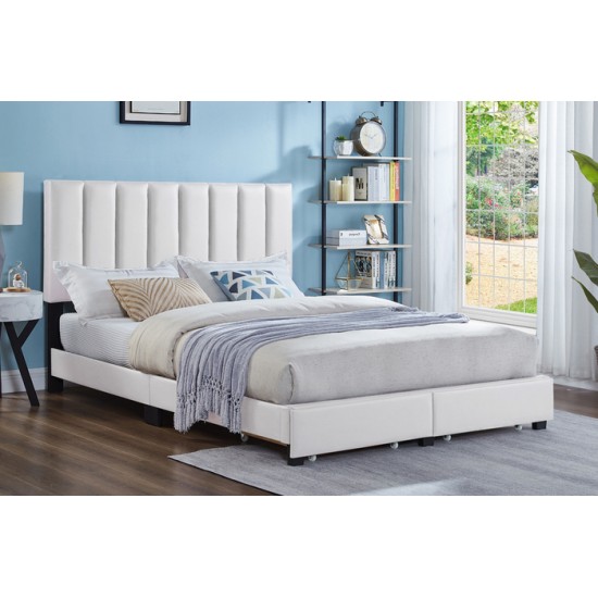 Lit Double avec rangement T2120 (Blanc)
