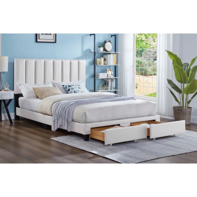 Lit Queen avec rangement T2120 (Blanc)