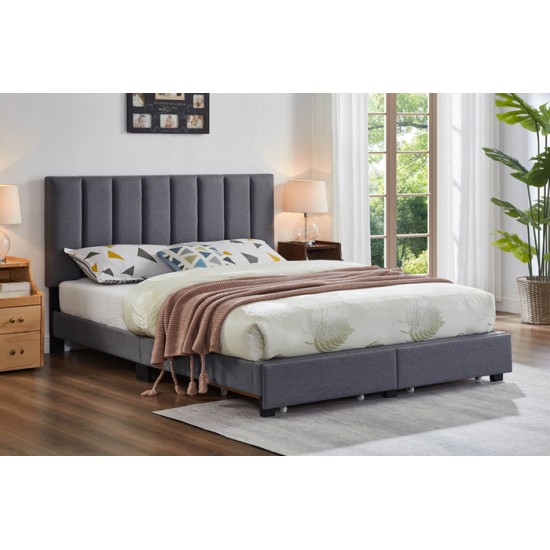 Lit Double avec rangement T2120 (Gris)