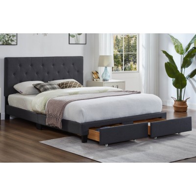 Lit Double avec rangement T2125 (Charbon)