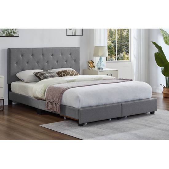 Lit Double avec rangement T2125 (Gris)