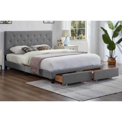 Lit Double avec rangement T2125 (Gris)