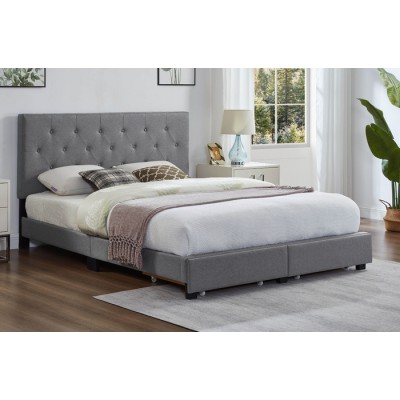 Lit Queen avec rangement T2125 (Gris)