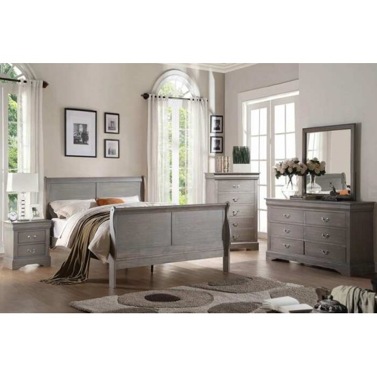 Ensemble King 80'' 6mcx. Louis Phillipe (Gris)