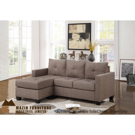 Sofa chaise longue Phelps (Gris/Brun)
