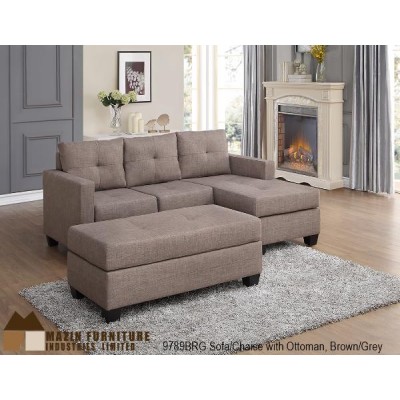 Sofa chaise longue Phelps (Gris/Brun)