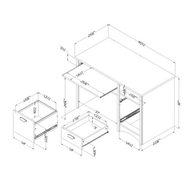 Bureau de travail Gascony 12542 (Noir antique)