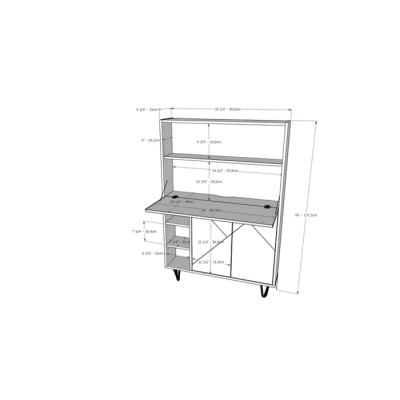 Bureau bibliothèque 611057 (Muscade/Gris)