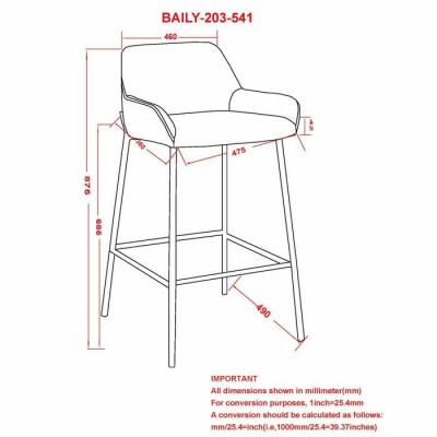 Tabouret hauteur comptoir Baily 203-541GRY