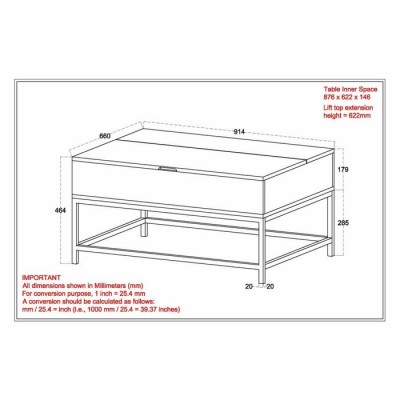 Table avec dessus levant Ojas 301-513NT